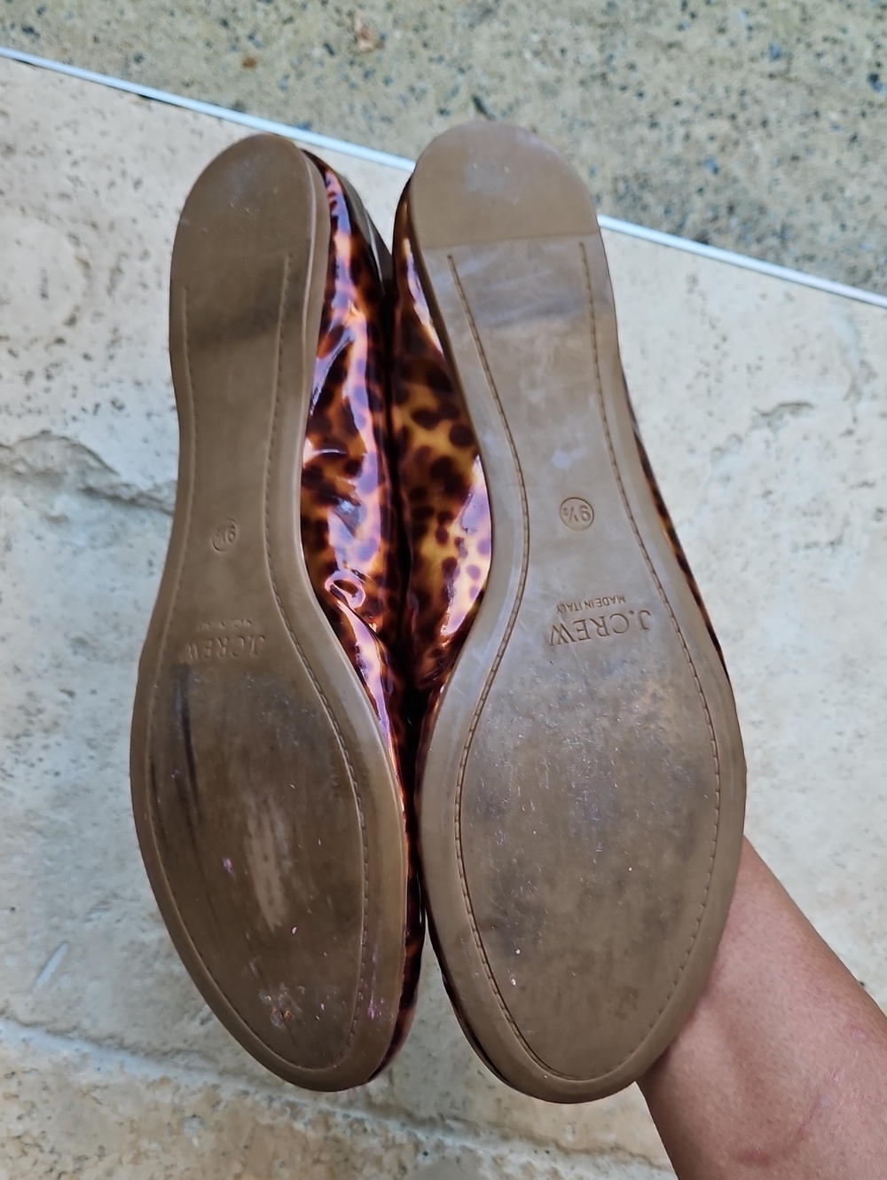 J. Crew Cece Tortoise Shell Leather Print Ballerina Flats - Brown Size 9 1/2 - Picture 5 of 5